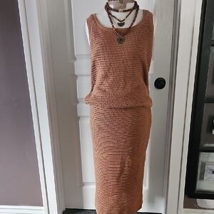 Simply Vera Boho Brown Knit Skirt Set